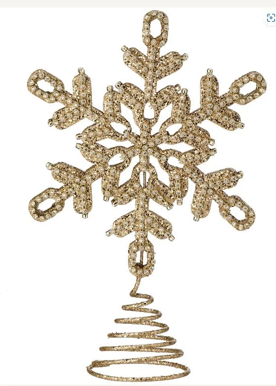 10.5" Champagne Gold Jeweled Snowflake Tree Topper