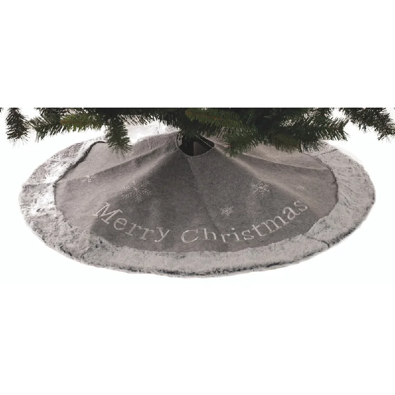 Festive 100cm Grey Faux Fur Tree Skirt