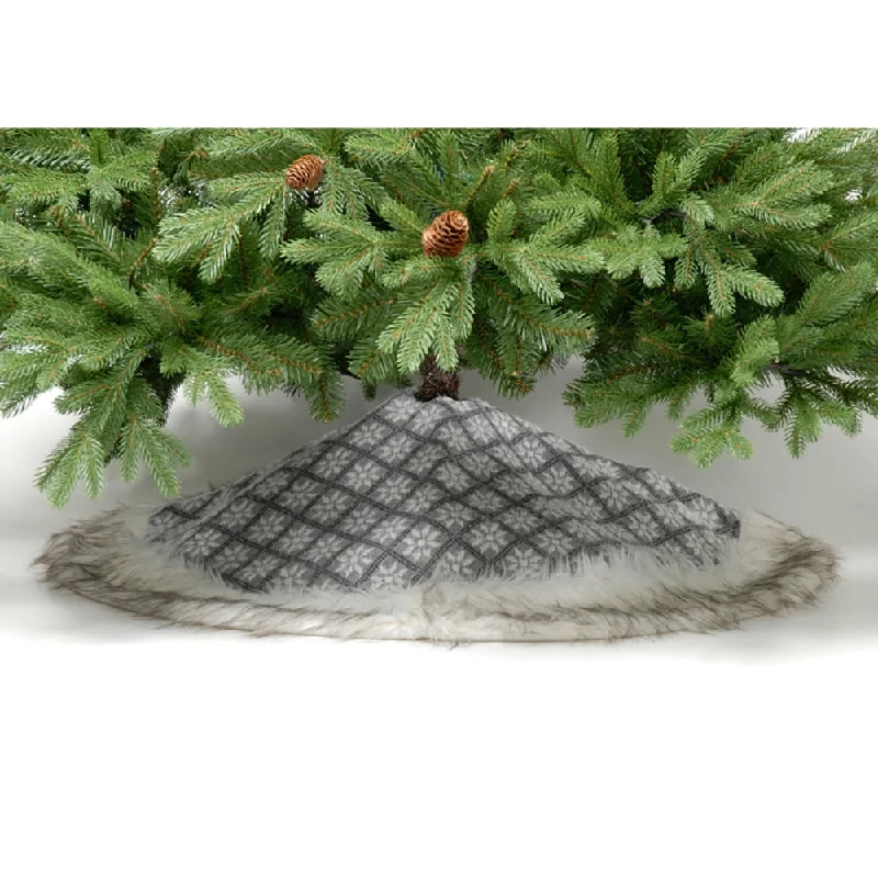 Festive 100cm Grey & White Fair Isle Pattern Tree Skirt