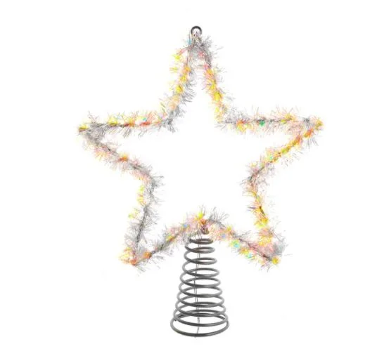 12" RGB LED Warm White Tinsel Star Tree Topper