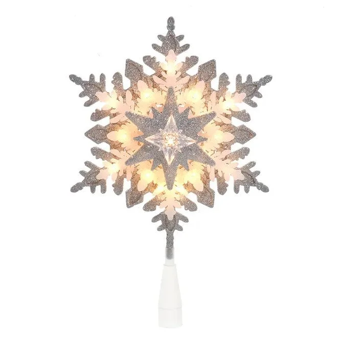 14" LED Silver & White Snowflake Tree Topper