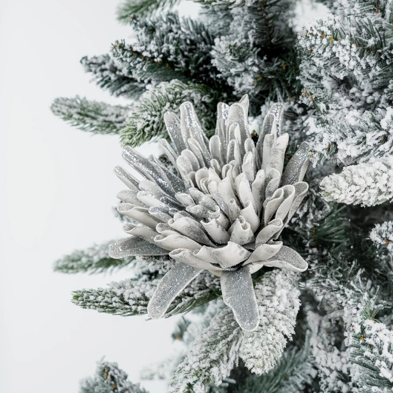 Silver Glitter Dahlia Flower Ornament