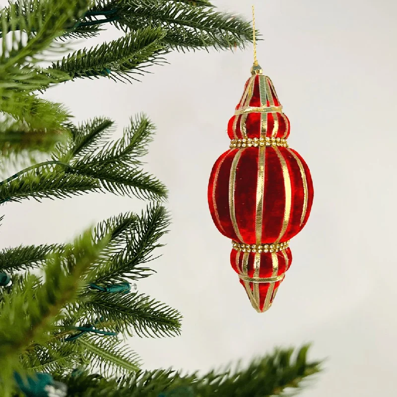 Red Finial Ornament with Gold Lining