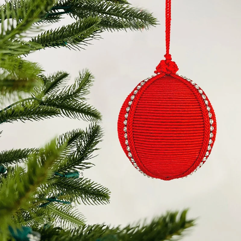 Red Ball Ornament with Crystal Rhinestones