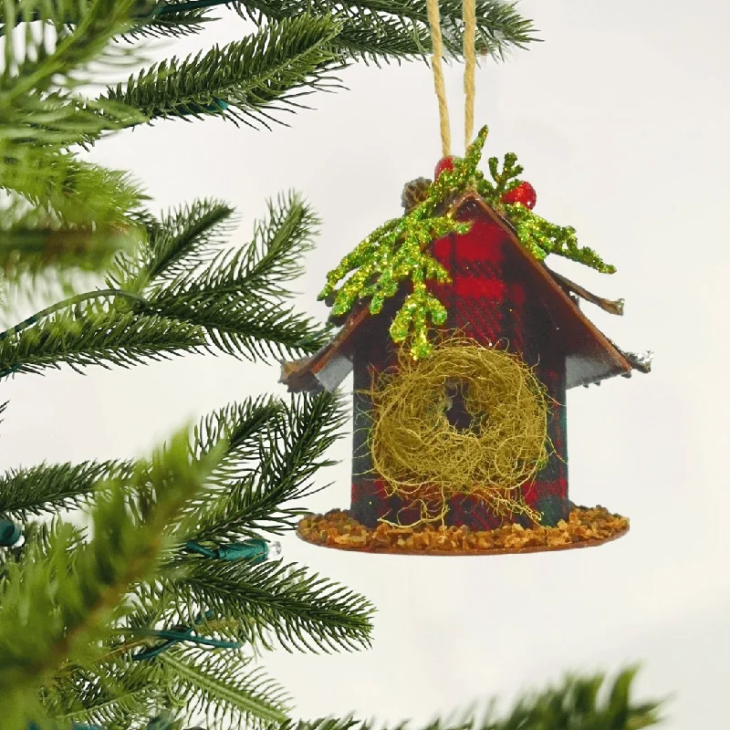 Round Birdhouse Ornament in Antique Red