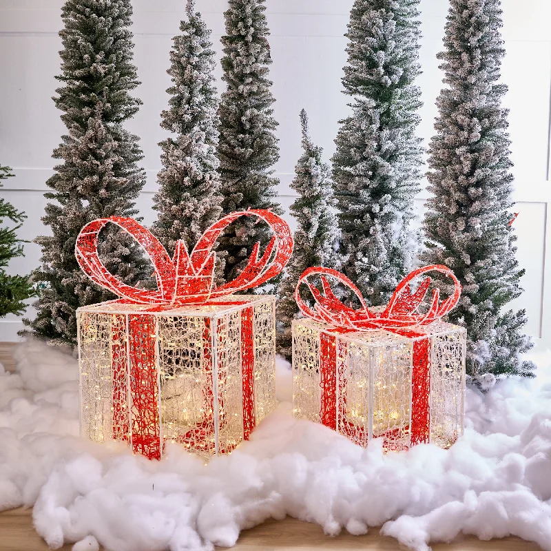 2.5 FT X 2.5 FT X 2.5 FT Gift Box With Warm White LED Lights