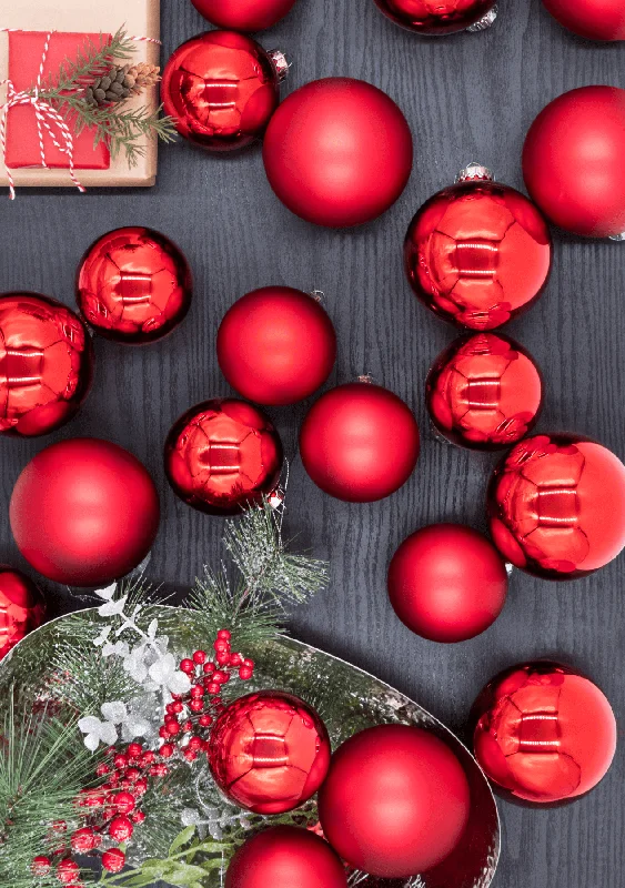 Red Essential Glass Ornaments (24 Pack)