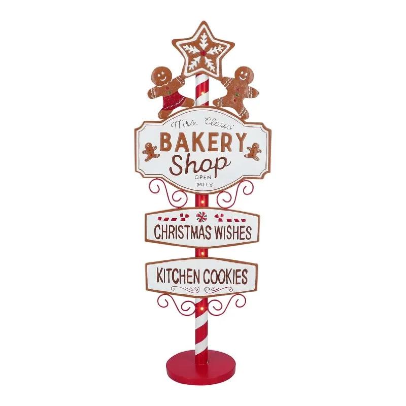 3.5 FT LED Gingerbread Bakery Shop Metal Sign Battery Operated