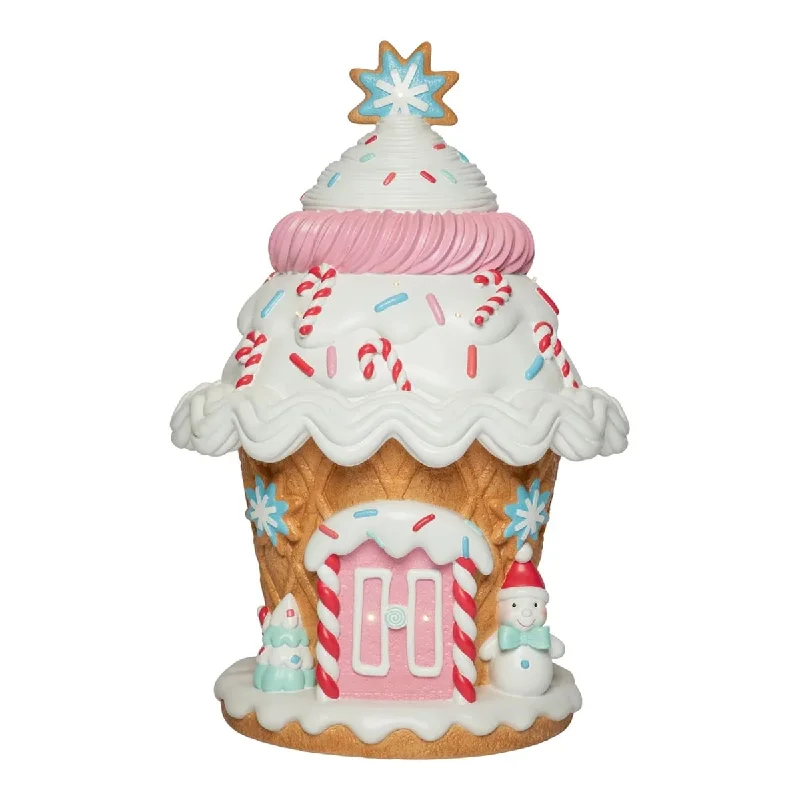 3.3 FT Pink & Blue LED Gingerbread Candy House Battery Operated