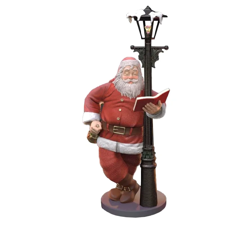 6 FT Santa Reading By A Lamp Post