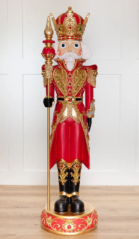 8 FT Red & Gold King Nutcracker with Music & Multicolor LED Lights