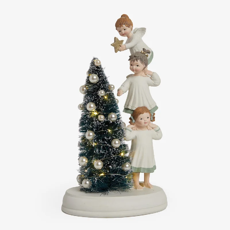 Angels & Christmas Tree Ornament With Lights 30cm