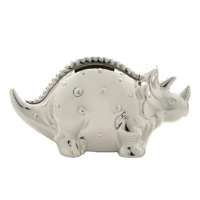 Bambino Silver Plated Dinosaur Money Box