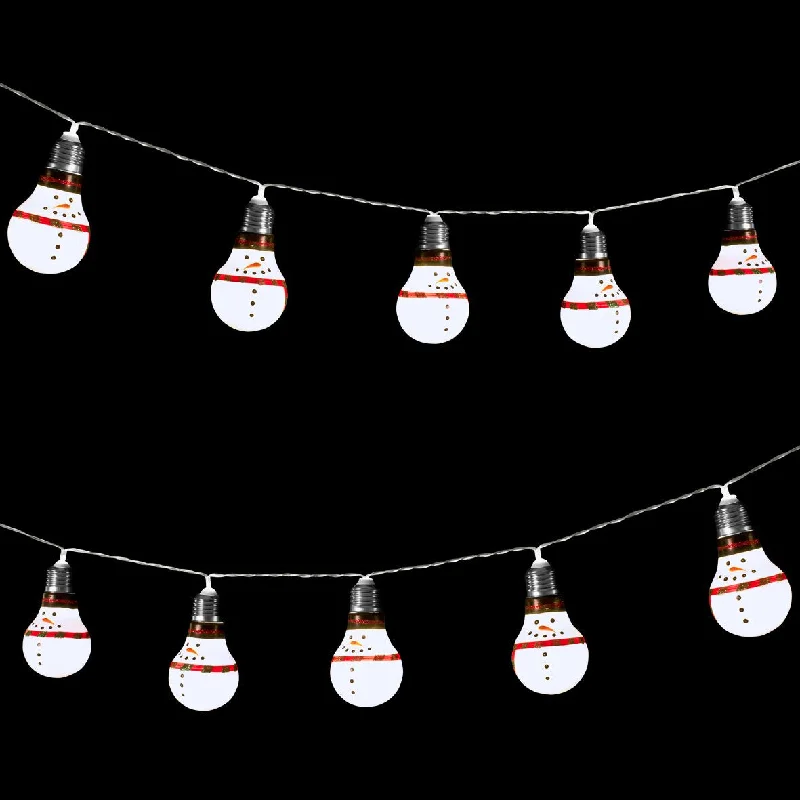 Battery Operated 10 LED Snowman Retro Bulb Shaped String Lights