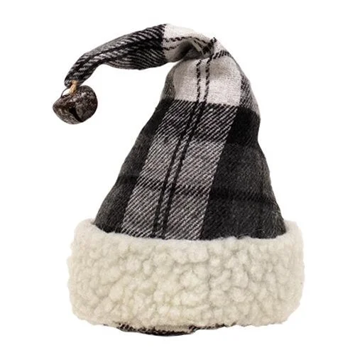 Black & White Plaid Stocking Hat Bottle Topper