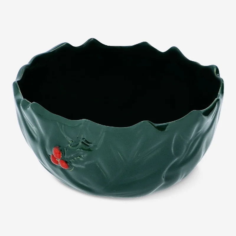 Bowl with embossed holly pattern