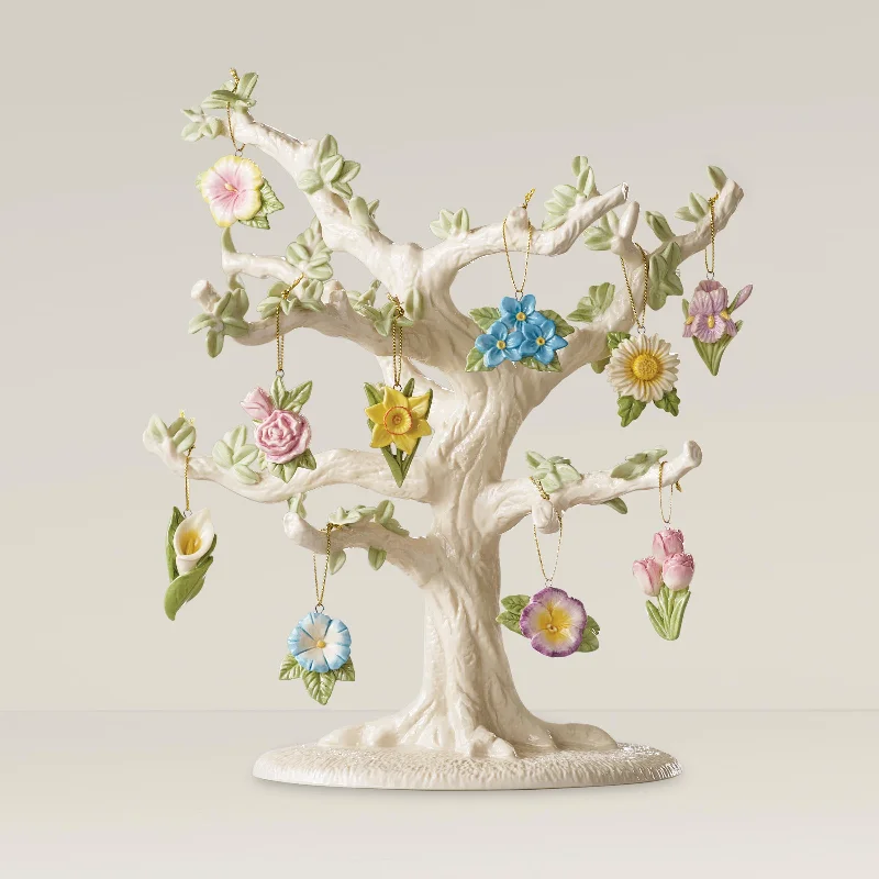 Celebrate Flowers 10-Piece Ornament & Tree Set