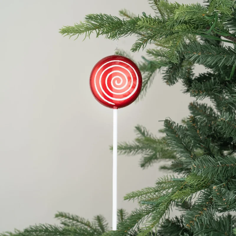 Red Glitter & Matte Lollipop Ornament