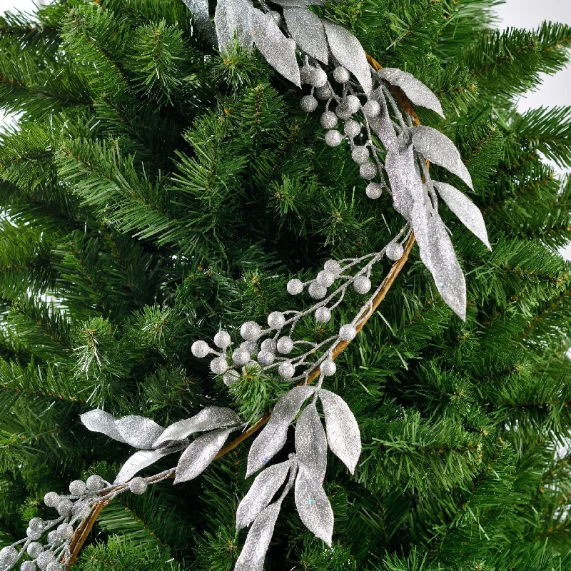 6FT Silver Festive Leaves Garland