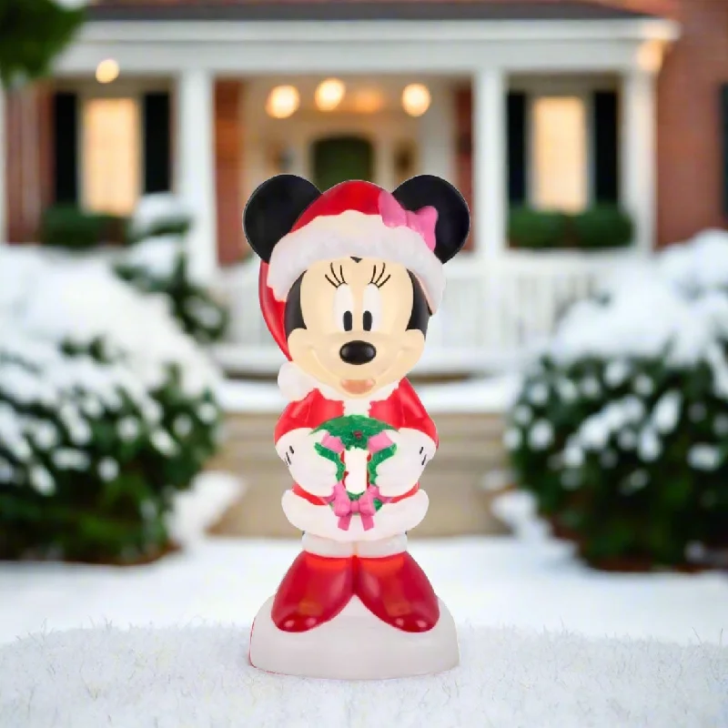 24" Lighted Christmas Outdoor Blow Mold Minnie with a Wreath