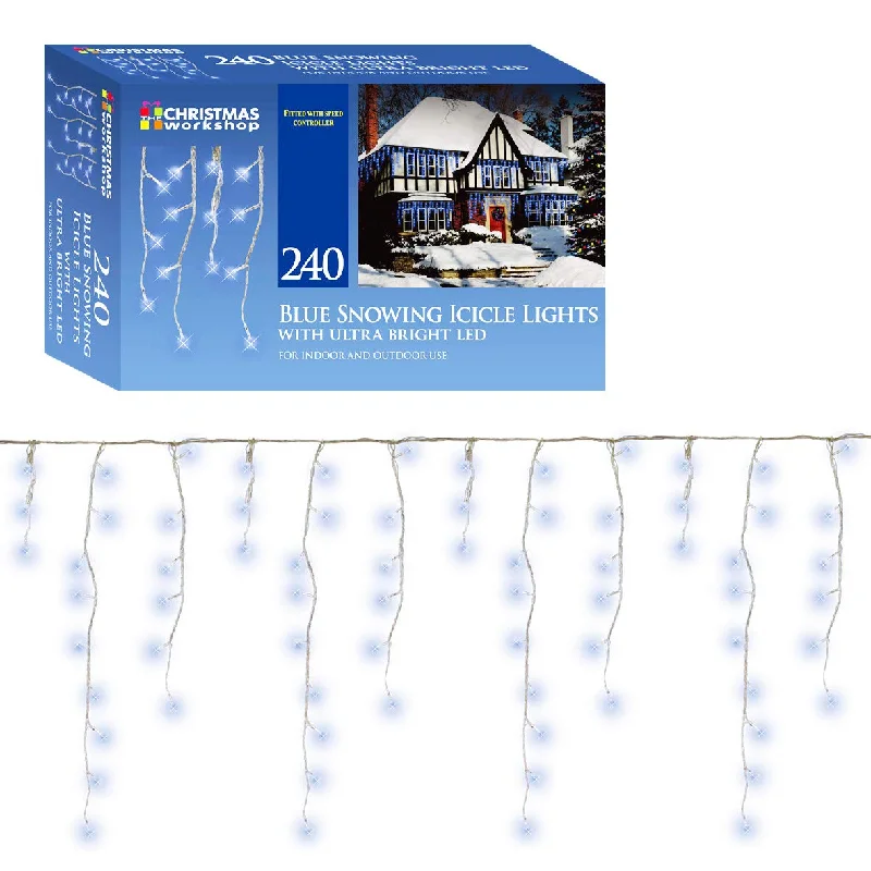 Christmas Workshop 240 LED Bright Blue Snowing icicles, Indoor and Outdoor, lights ~ Christmas, Weddings & Gardens ~ 87800