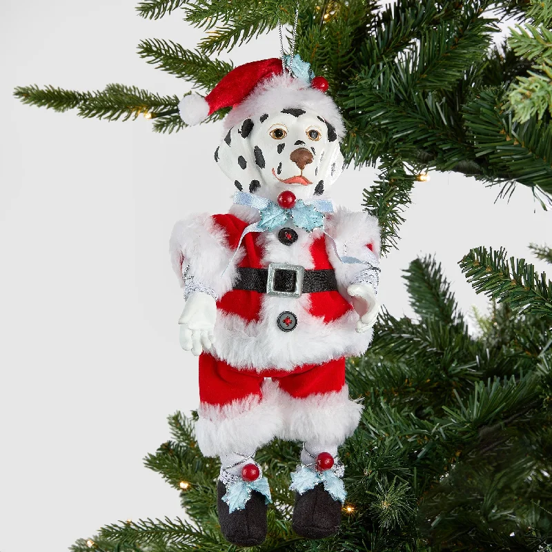 Santa Dalmation Dog Festive Figurine