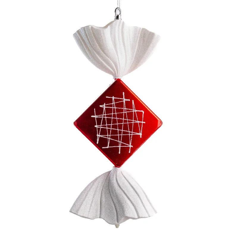 Red Toffee Ornament with White Glitter