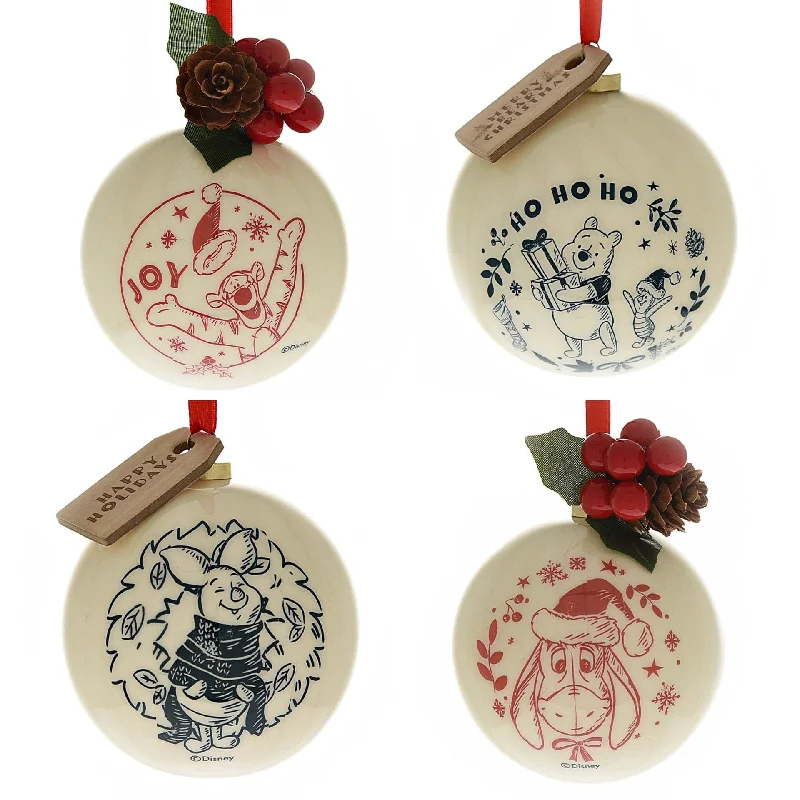 Disney Winnie the Pooh Set of 4 Christmas Tree Baubles