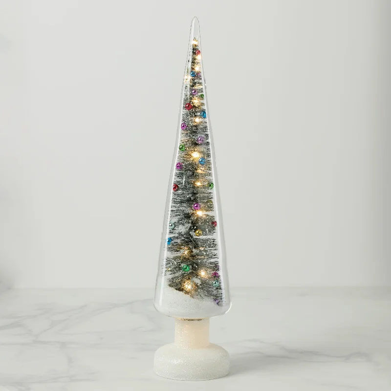 Snowy Wonderland Large LED Brush Tree in Glass