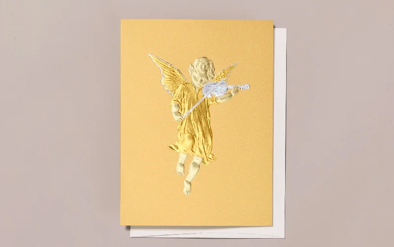 Engraved Angel with Violin Christmas Greeting Card