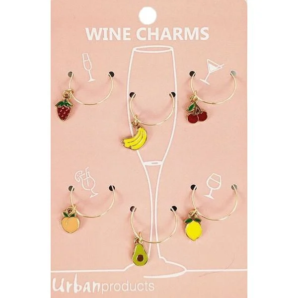 Fruity Wine Charms Colourful 4cm Set of 6