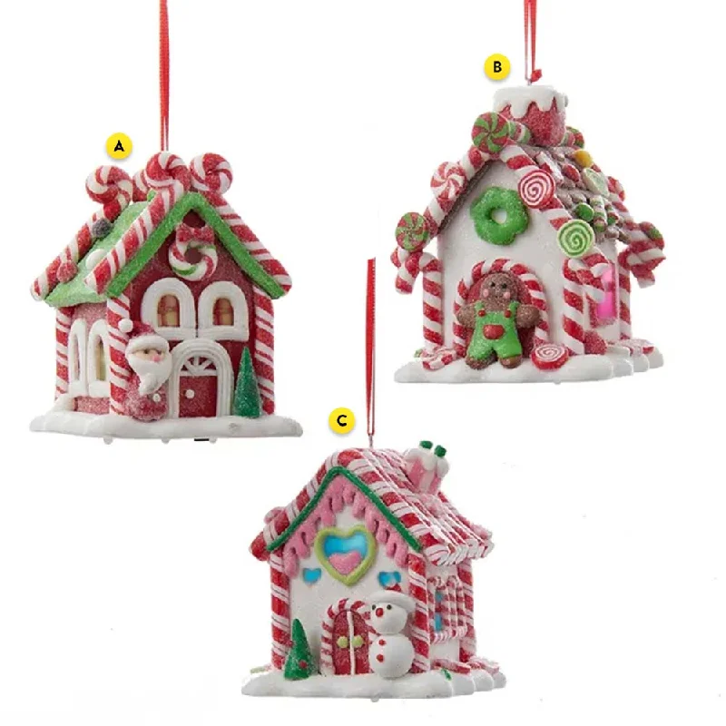 Gingerbread Candy House Ornament-LED Lighted