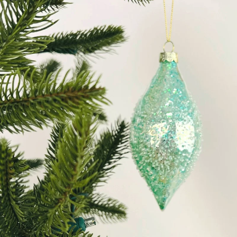 Sea Green Finial Ornament With Sugar Beads