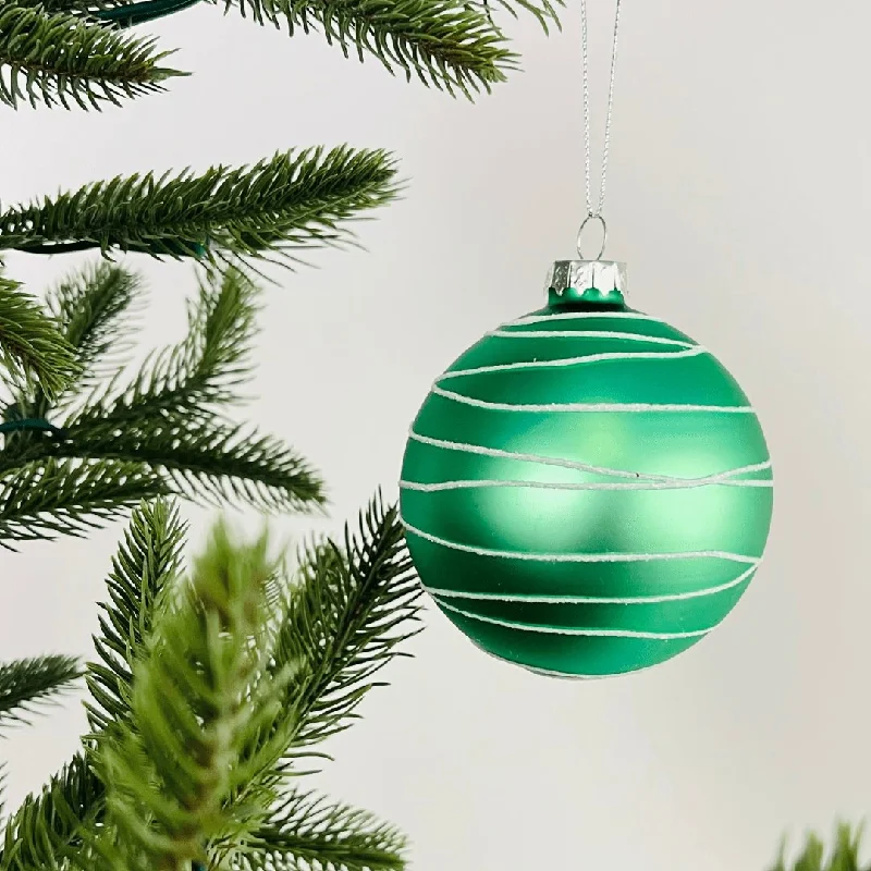 Sea Green Matte Ball Ornament with Glitter