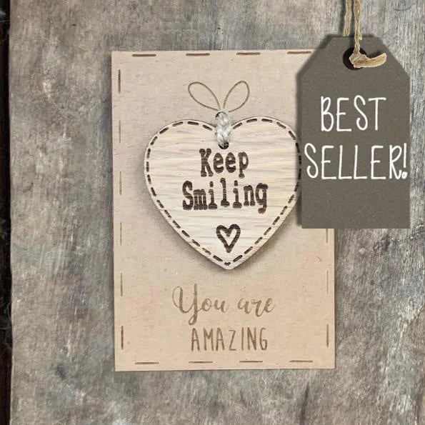 Handmade Little Sentiment Heart & Card - Keep Smiling 10007