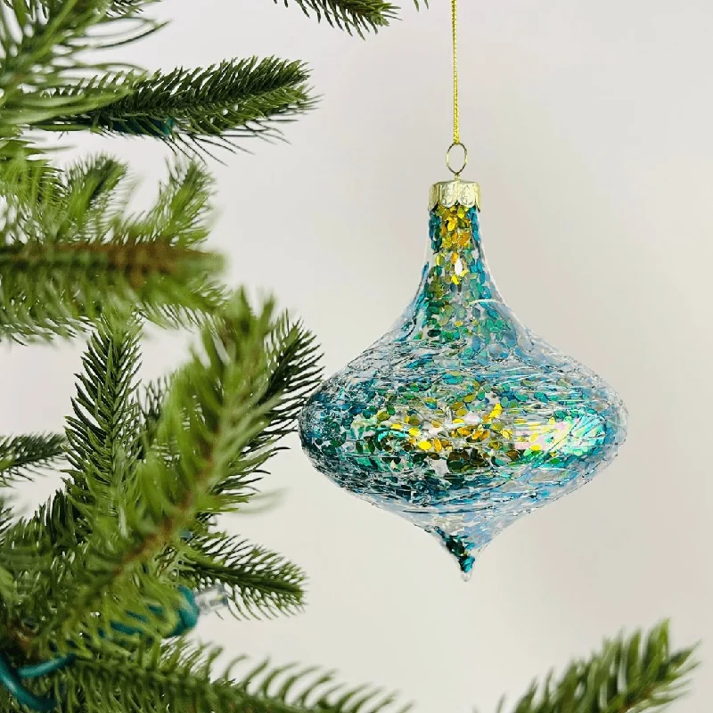 Sea Green & Holographic Onion Ornament