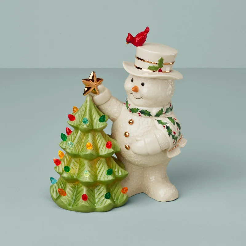 Happy Holly Days Snowman Lit Figurine