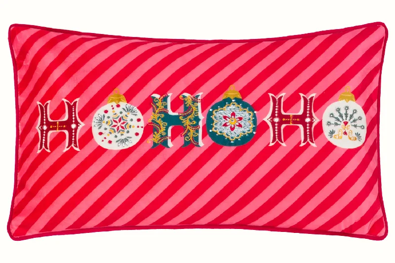 HO HO HO Polyester Cushion | Red | 30 x 50 cm