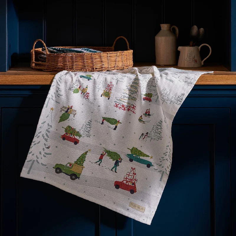 Home for Christmas Scene Tea Towel