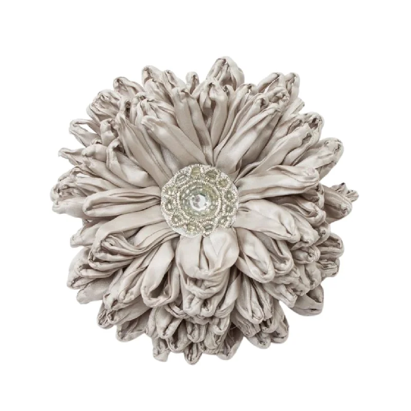 Silver Jeweled Peony Clip-on Ornament