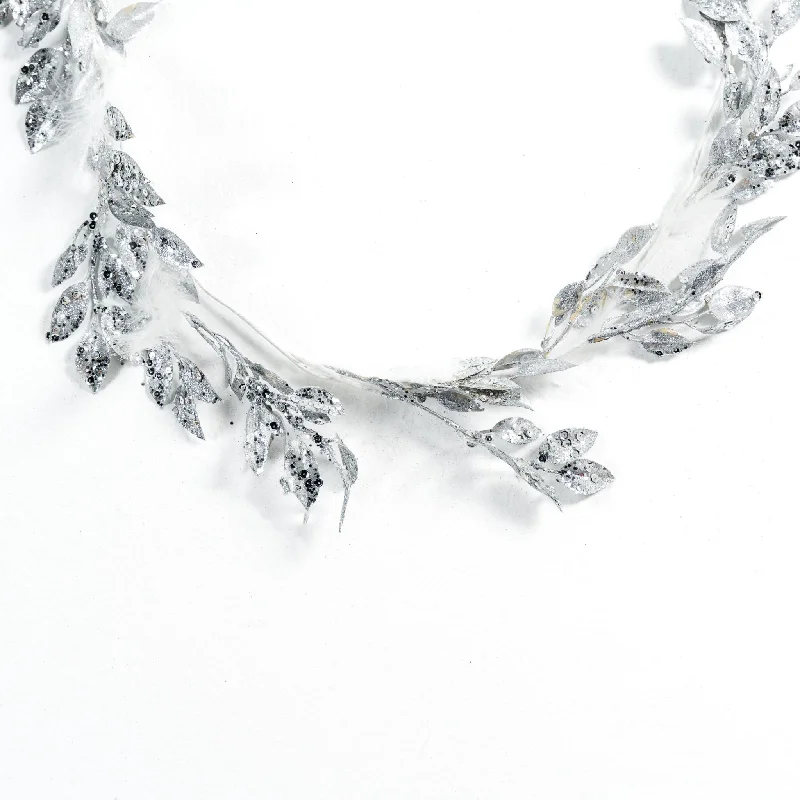 Leaf Garland in Silver with Feather