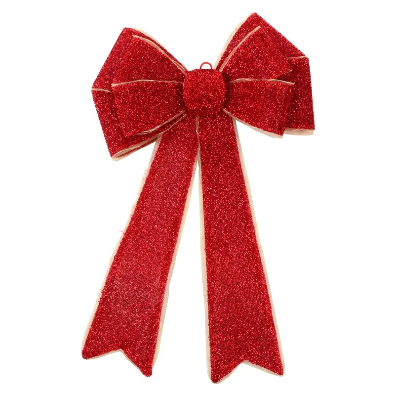 Light Up Christmas Door Bow Decoration Glitter 60cm