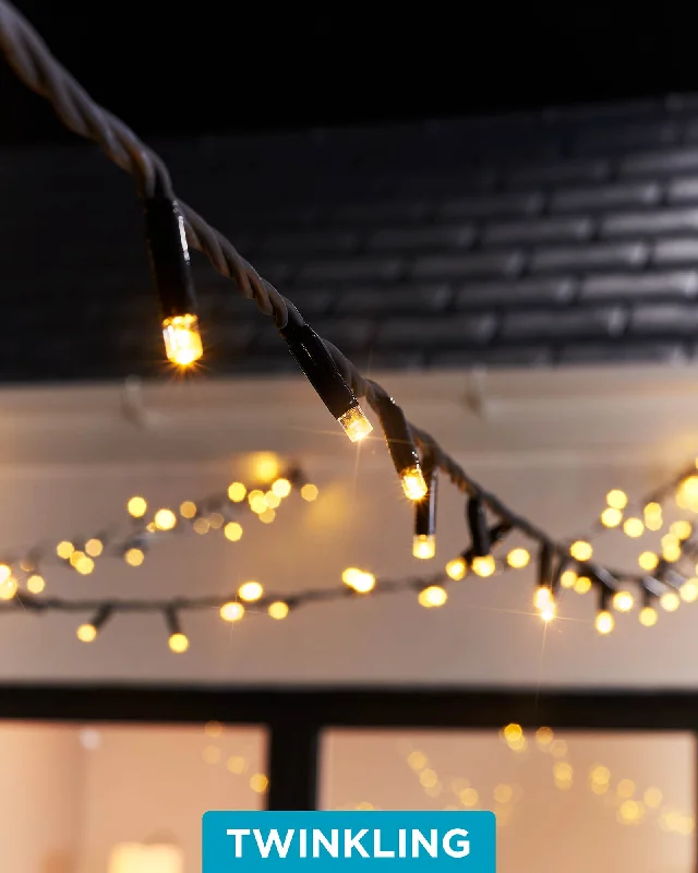 LINK PRO Twinkle LED String Lights, Black Cable, Warm White