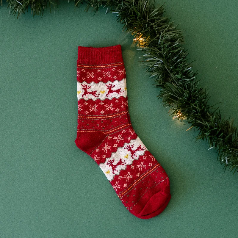 LMSS® CREW SOCKS - Red Reindeer