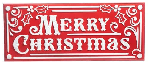 27.75" Merry Christmas Embossed Metal Sign