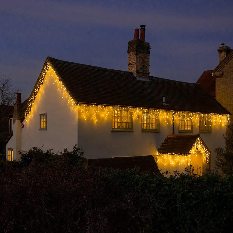 Noma Christmas 144, 240, 360, 480, 720, 960 Snowing Icicle LED Lights with White Cable - Warm White