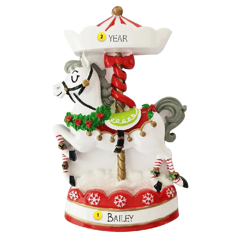 Personalized Nostalgic Christmas Carousel Horse Ornament