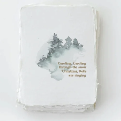 Handmade Paper "Caroling" Christmas Holiday Greeting Card Box Set