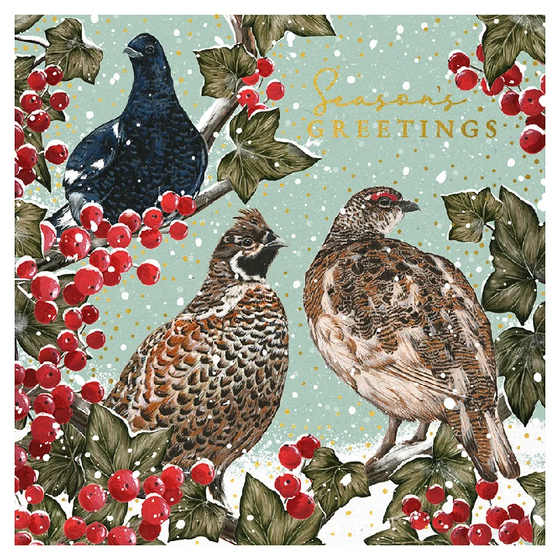 Pheasants "Seasons Greetings" Boxed Christmas Cards | Putti Christmas Celebrations