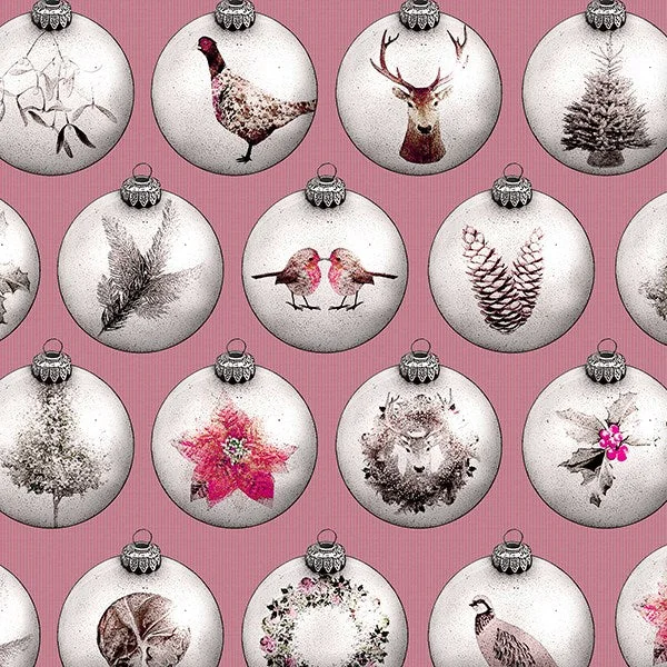 Pink Baubles Christmas Greeting Card